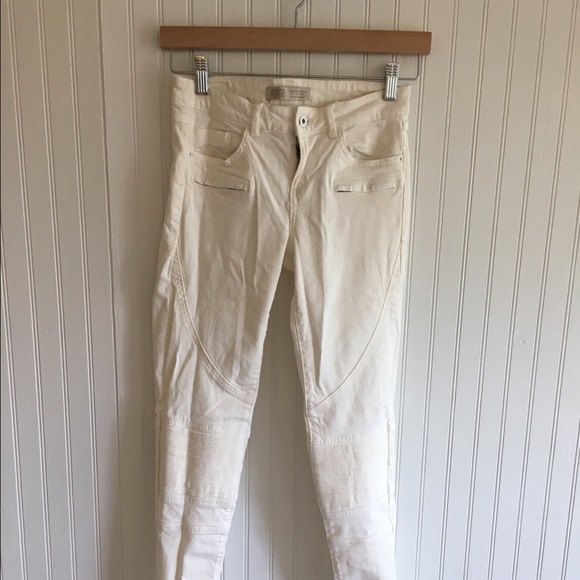 Zara cream moto pants