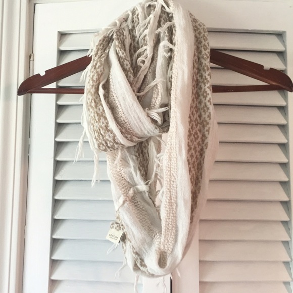 white and gold tribal printed infinty scarf