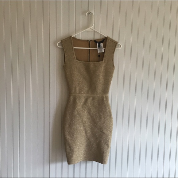 BCBG MaxAzria pepper metallic gold bandage dress