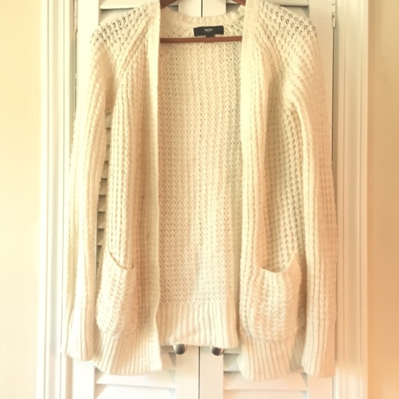 white knit cardigan