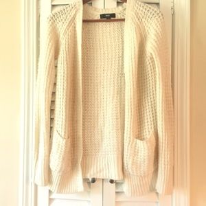 white knit cardigan