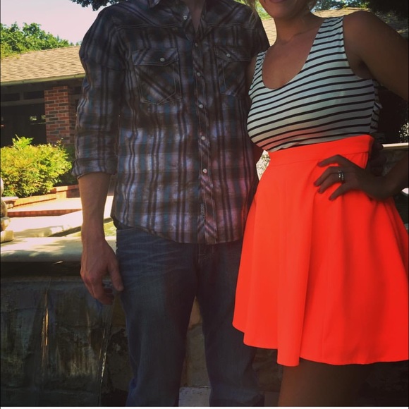 Neon Orange and Black & White Dress - Picture 1 of 4