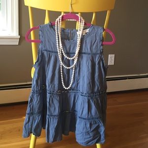 Sleeveless gauze and embroidered top