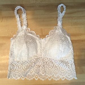 White lace padded bralette bra skivvy top crop