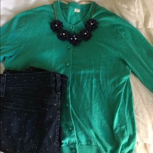 EUC J Crew Factory turquoise Clare Cardigan sz Med