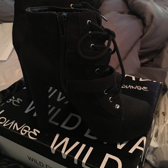 Bogo Item Black Lace Up Boots With Gold Buckles - image 2