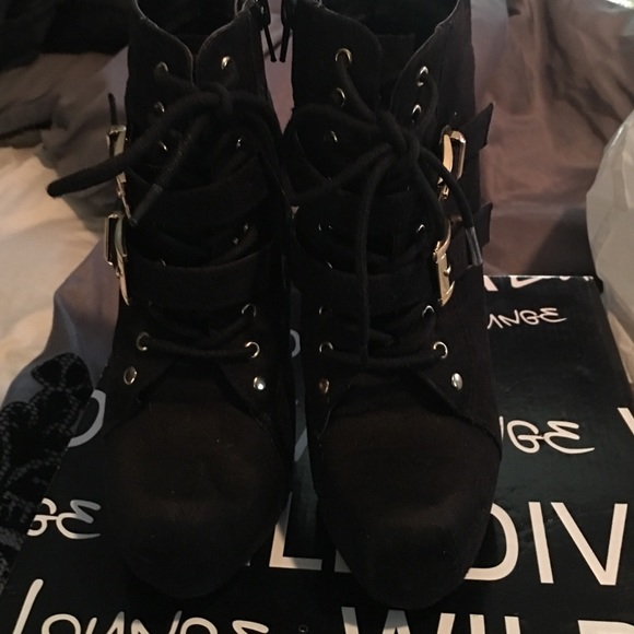 Bogo Item Black Lace Up Boots With Gold Buckles - image 3