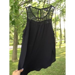 Side-slit Lacey Black Tunic