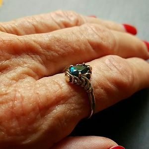 "Silver " and blue stone ring