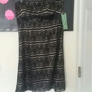 Black lace and nude dress