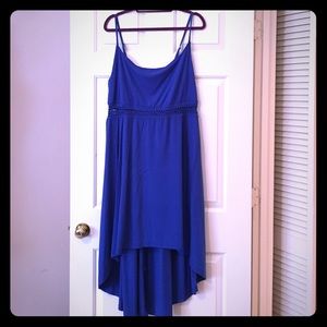 Dark blue stretchy high low dress