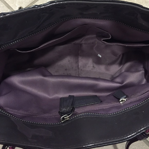 Coach Signature Embossed Grey Patent Tote - Picture 2 of 4