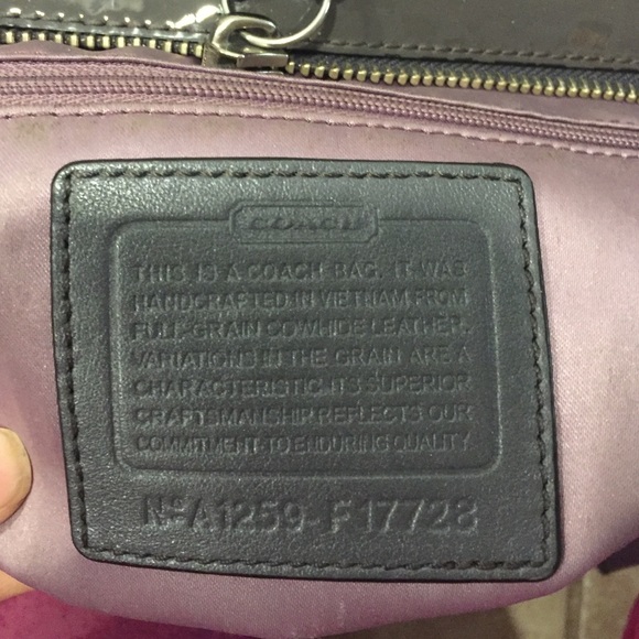 Coach Signature Embossed Grey Patent Tote - Picture 3 of 4