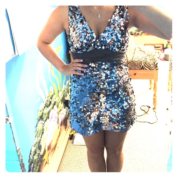 Grey sequin party dress