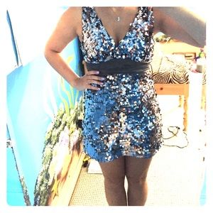 Grey sequin party dress