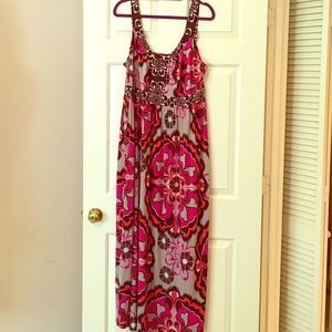 Pink, Orange, Brown And Grey Maxi Dress - image 1