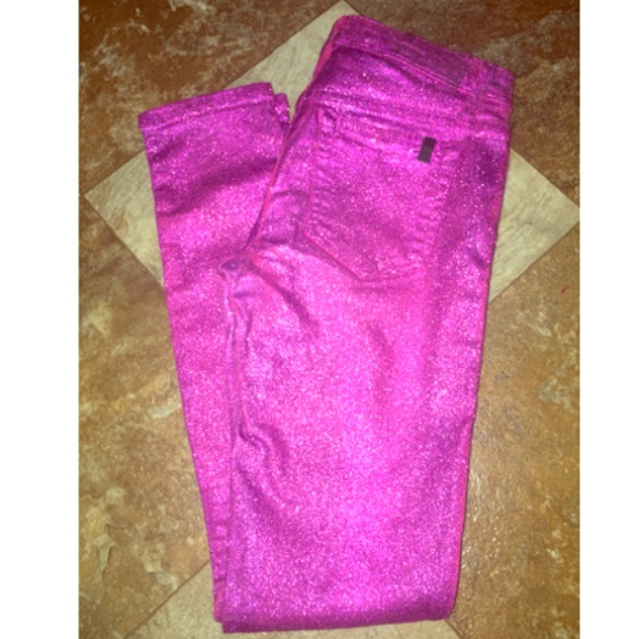 pink metallic jeans
