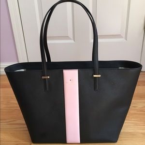 Kate Spade Racing Stripe black/pink tote