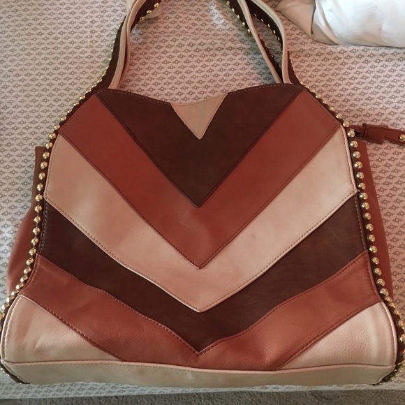 Large, leather tote bag