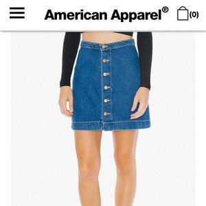 Denim Button Front A-Line Mini Skirt