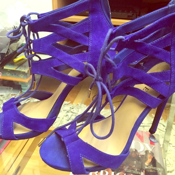 Blue Suede Lace up heels