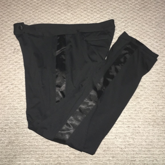 NYC Black Dress Pants with False Leather Stripe