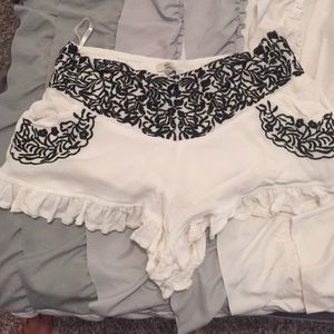 Embroidered Ruffle Shorts