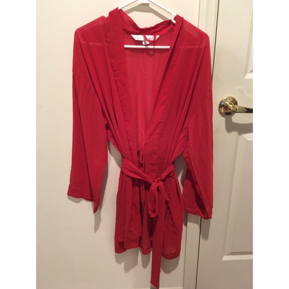 Short Red Sheer Robe
