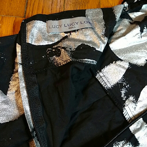 Black & Silver Open/Tie Back Brush Stroke Dress - Picture 3 of 3