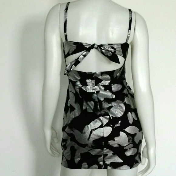 Black & Silver Open/Tie Back Brush Stroke Dress - Picture 2 of 3