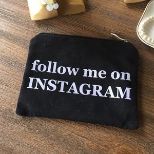 "follow me on instagram" makeup bag