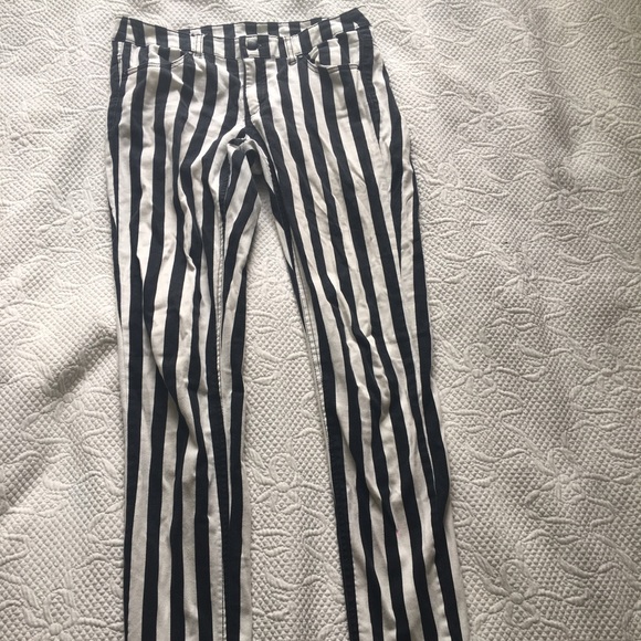 H&M Black and White Striped Jeans