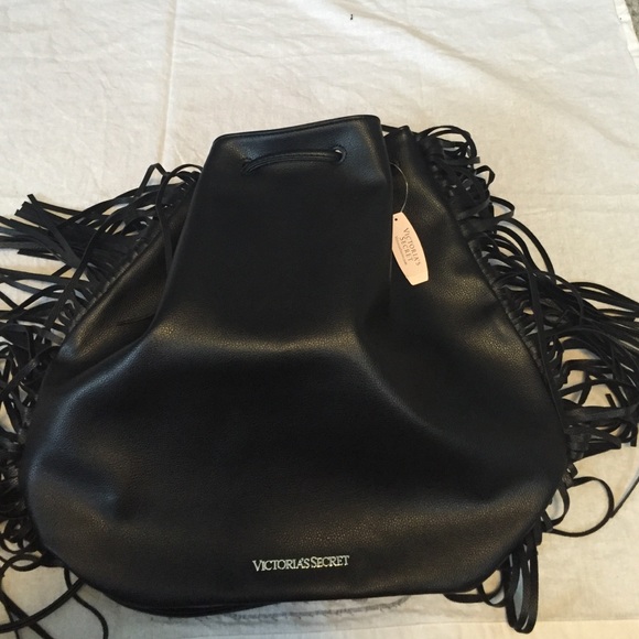 Black leather Victoria's Secret backpack