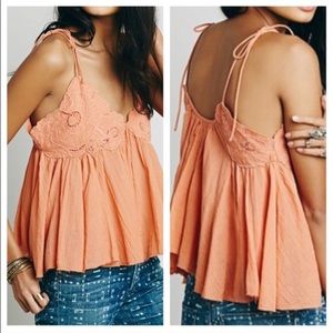 Free People Tank Floral Cutout Babydoll Swing