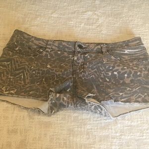 Guess Leopard Print Jean Shorts