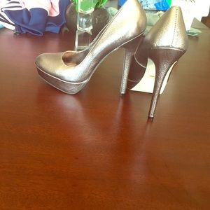Silver metallic heels