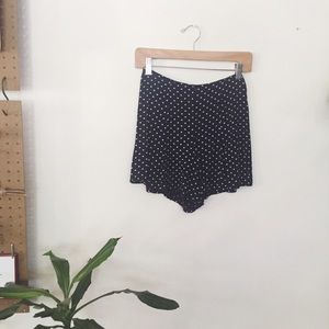 Navy polkadot tap shorts