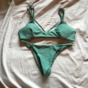 Olive green strappy bikini set boutique small