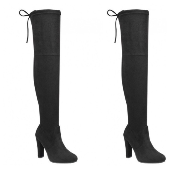 Black Suede Over The Knee Boots - Fall 2016 - Picture 2 of 4