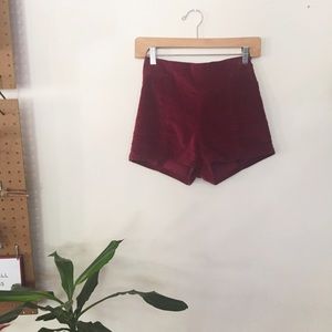 Velvety soft burgundy pin-up shorts