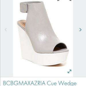 Grey  BCBGMAXAZRIA Leather Cue Wedge shoe