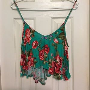 Hi Low Rose Pattern Crop Top