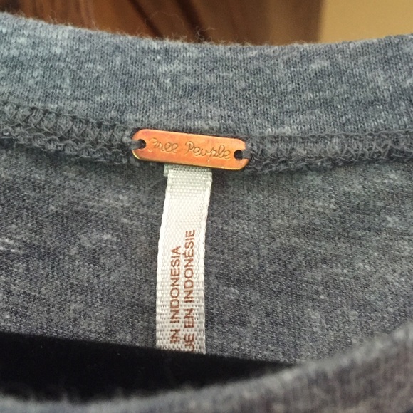 New Free People Grey, Top with Black Lace - Picture 2 of 4