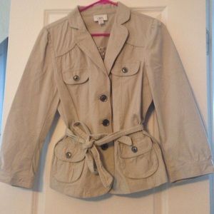 Jacket, beige fall khaki Loft jacket with belt.