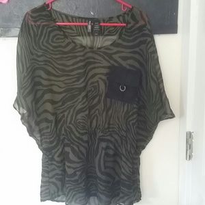 Sheer zebra striped top