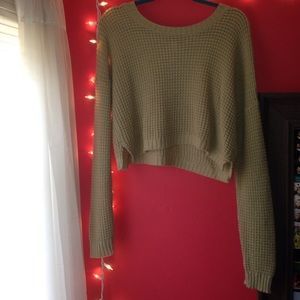 Tan knit sweater crop 🍂✨