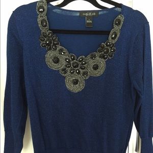 August silk 3/4 sleeve knit top