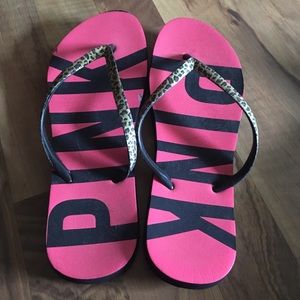 Victoria Secret's PINK flip flops. Cheetah straps