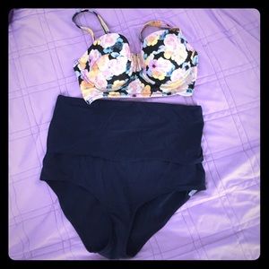 Adjustable high waisted swim bottoms