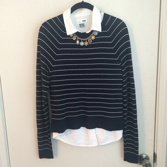 LOFT Navy & White striped sweater